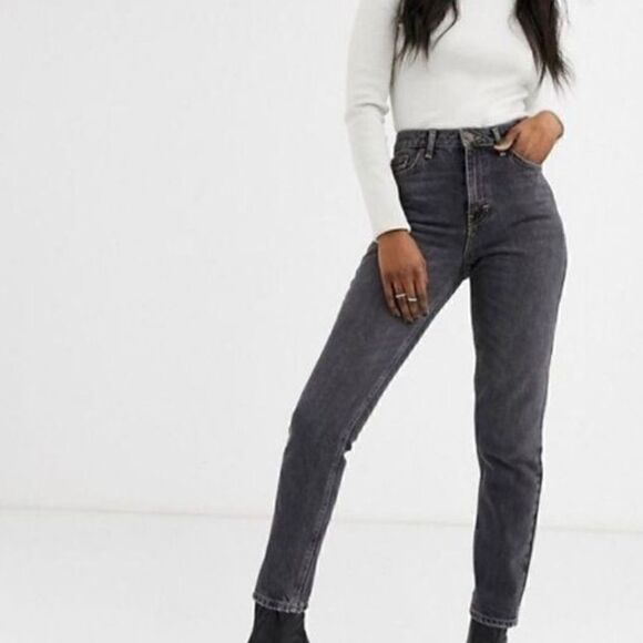 Topshop Denim - TopShop Black Distressed Mom Jeans Size T36